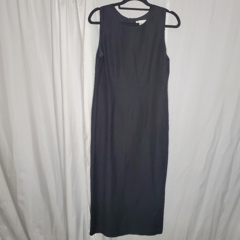 ♤ Sarah Spencer Linen Blend Sleeveless Sheath Dress Size 8 Black